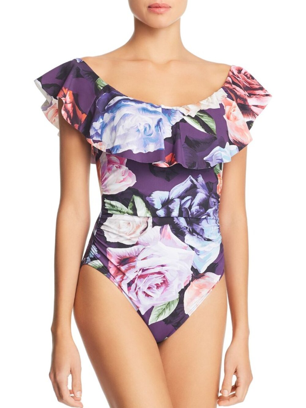 La Blanca Womens Bloom Fields Off-the-Shoulder One-Piece Swimsuit